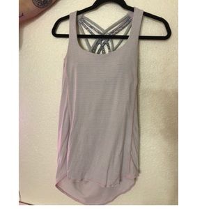 Baby pink and gray stripped lulu lemon top